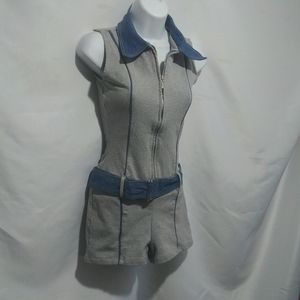Deep Cute Denim Belted Romper Size S